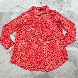 a.n.a Sheer Red Animal‎ Print Size Medium Top